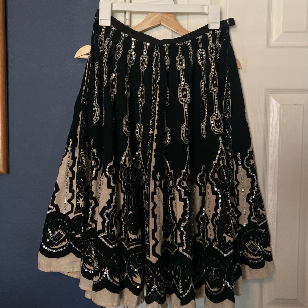 Miss Me Black And White Sequin Embroidered Skirt